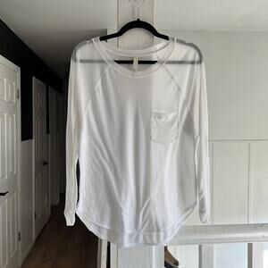 Free people movement white round hem long sleeve tshirt scrunched sleeve XS